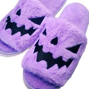 NEW PURPLE HALLOWEEN PUMPKIN SLIDE SLIPPERS